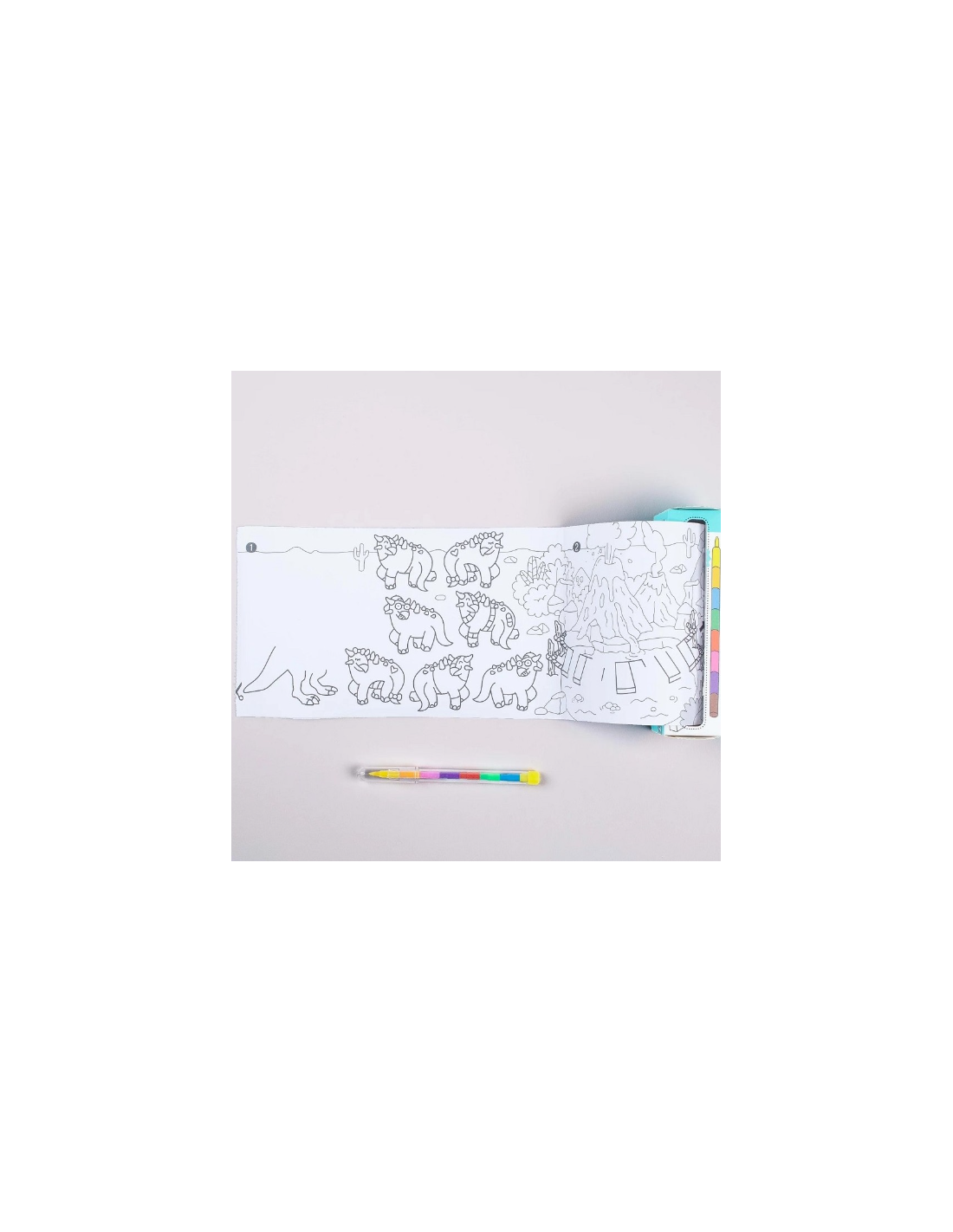 Set Bolsillo Colorear + 8 Pinturas Dinos