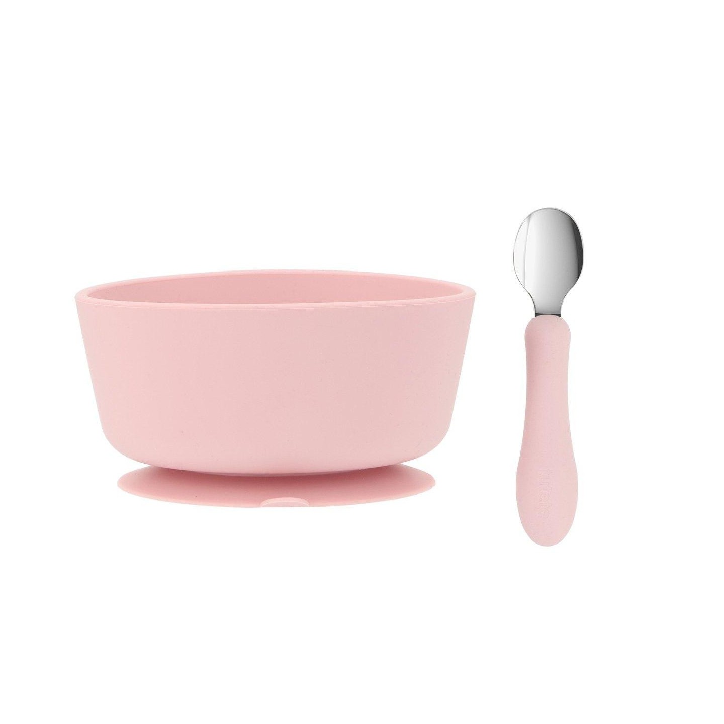 Bol Silicona + Cuchara Acero Light Pink