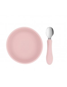 Bol Silicona + Cuchara Acero Light Pink 2