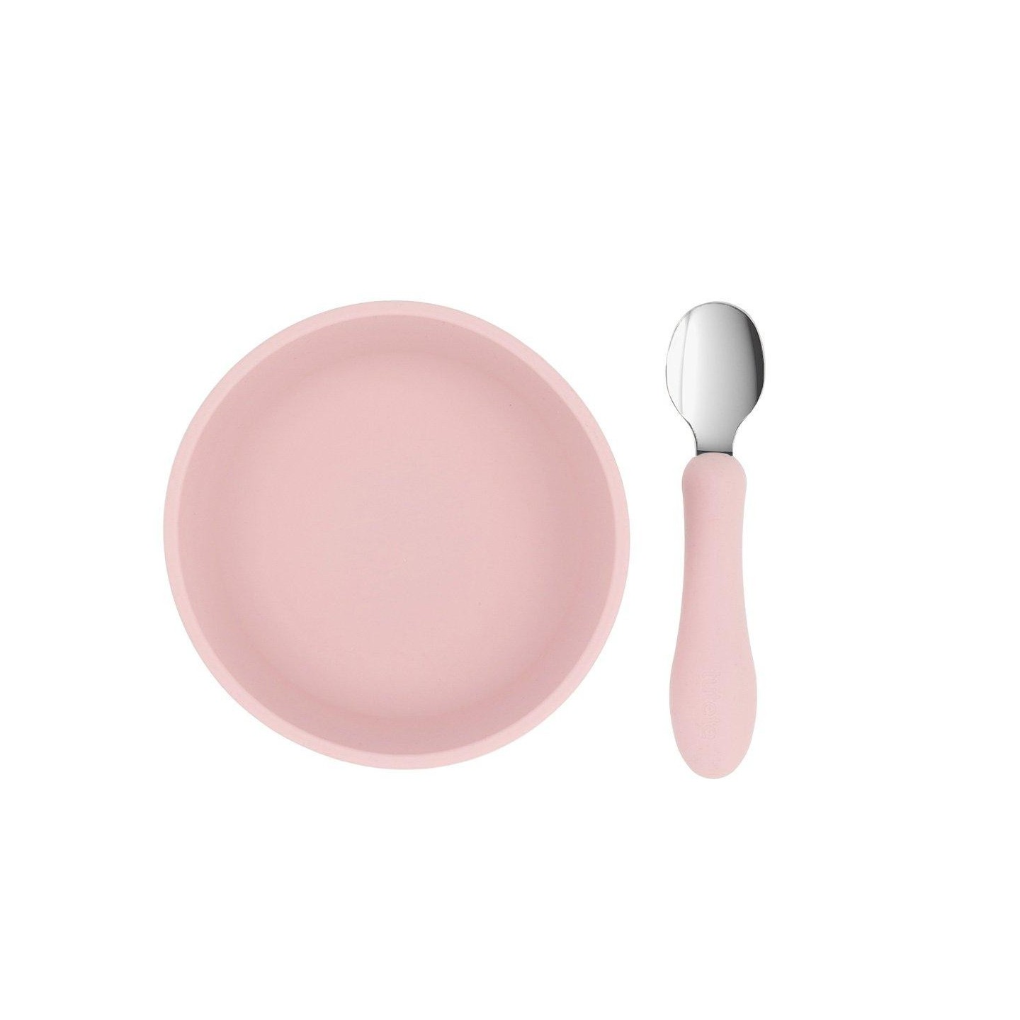 Bol Silicona + Cuchara Acero Light Pink
