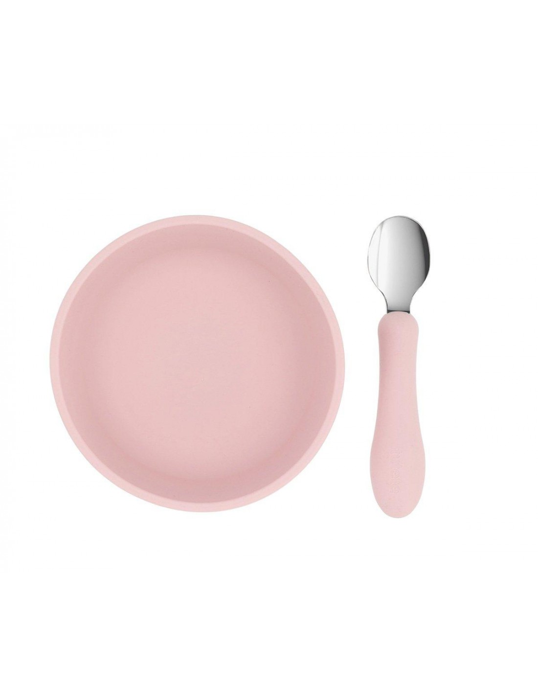 Bol Silicona + Cuchara Acero Light Pink