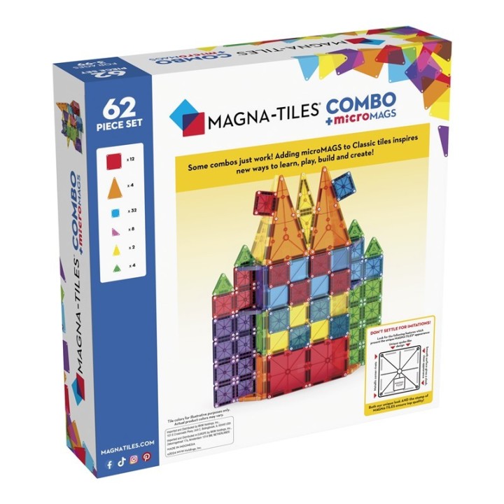 Magna Tiles COMBO + microMAGS Set 62 Piezas