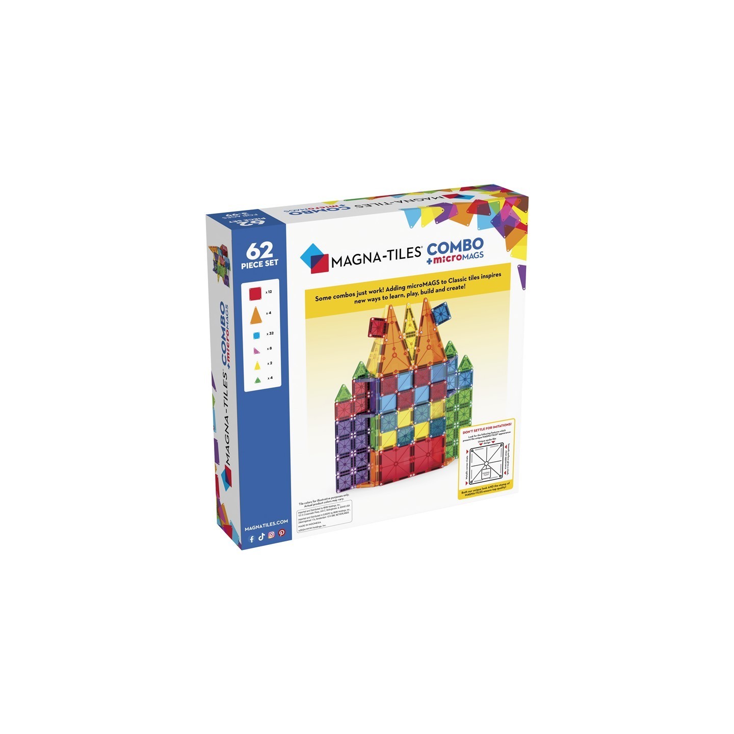 Magna Tiles COMBO + microMAGS Set 62 Piezas