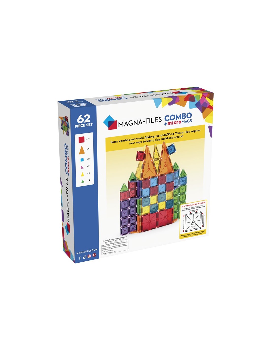 Magna Tiles COMBO + microMAGS Set 62 Piezas