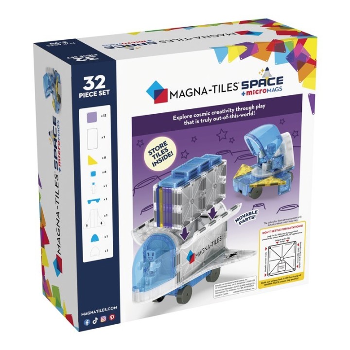 Magna Tiles + MicroMAGS Espacio Set 32 Piezas