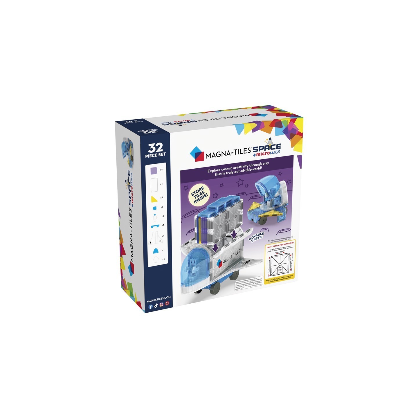 Magna Tiles + MicroMAGS Espacio Set 32 Piezas