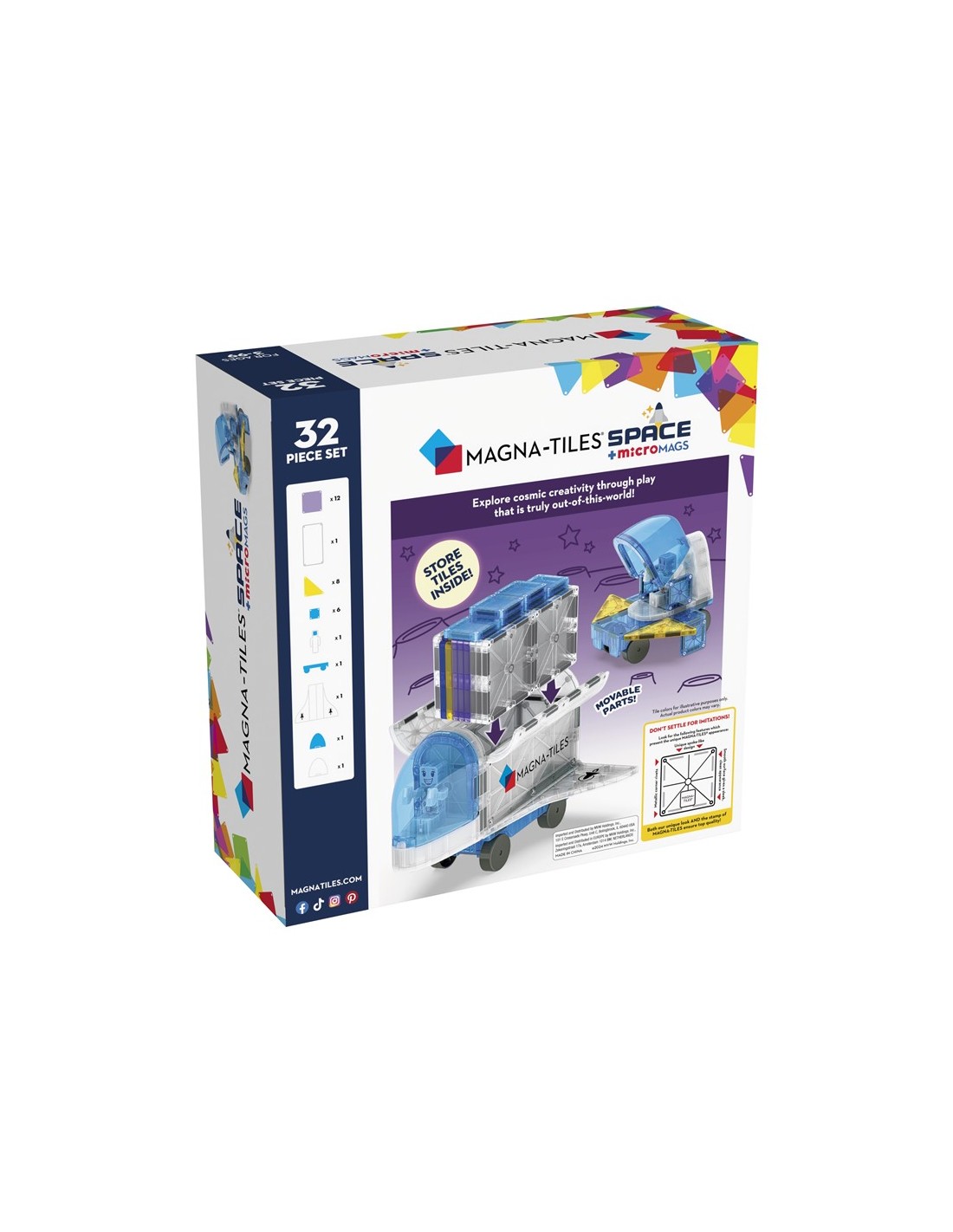 Magna Tiles + MicroMAGS Espacio Set 32 Piezas