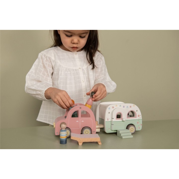 Set Coche y Caravana de Madera