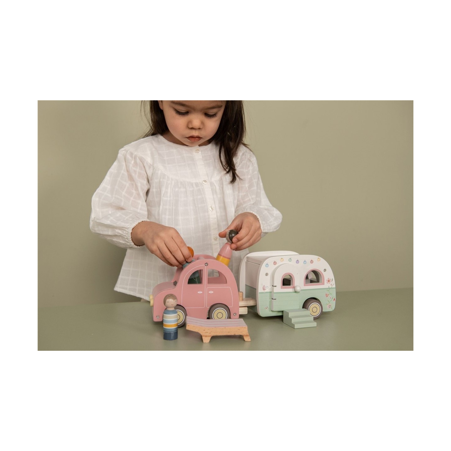 Set Coche y Caravana de Madera