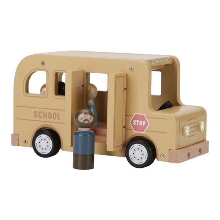 Bus Escolar con Muñecos de Madera