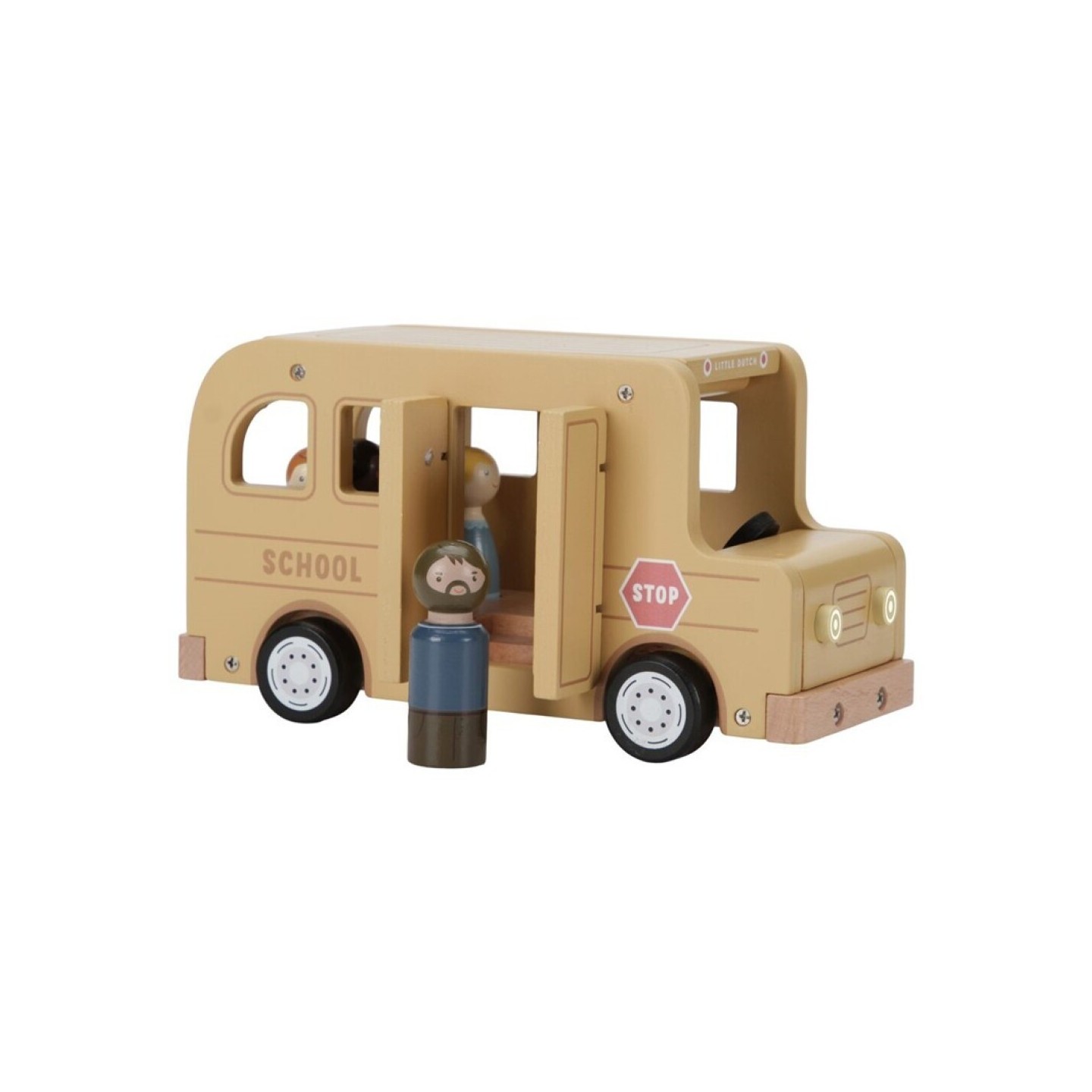 Bus Escolar con Muñecos de Madera
