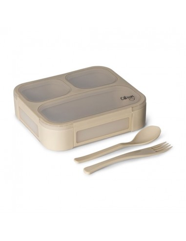 Citron Caja Bento con cubiertos Beige