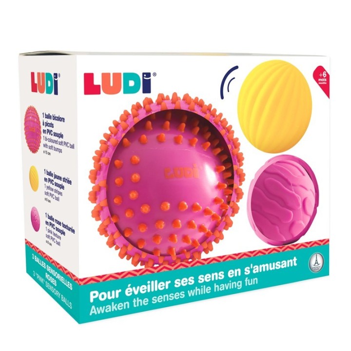 Pelotas Sensoriales con Texturas Rosa/Amarillo