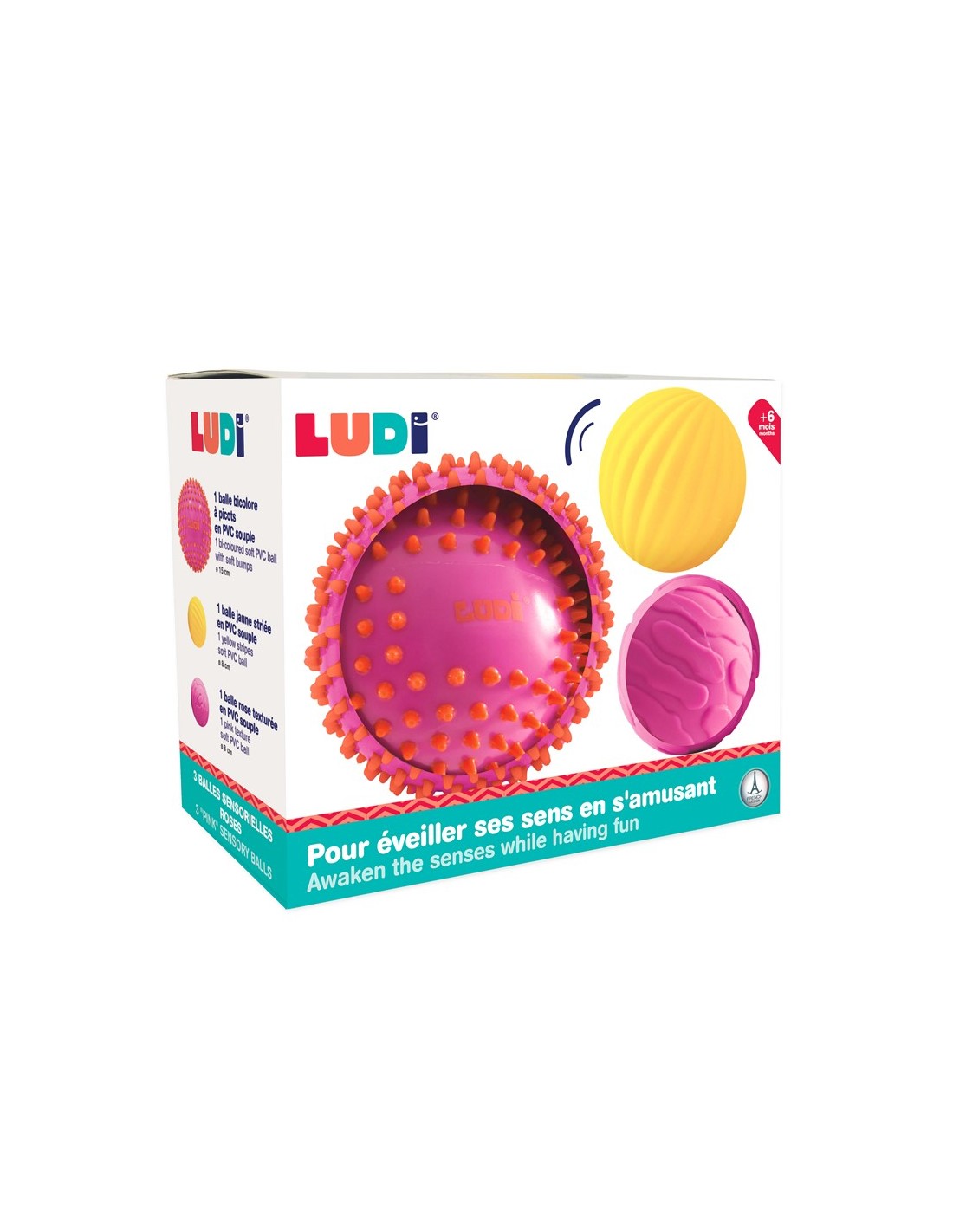 Pelotas Sensoriales con Texturas Rosa/Amarillo
