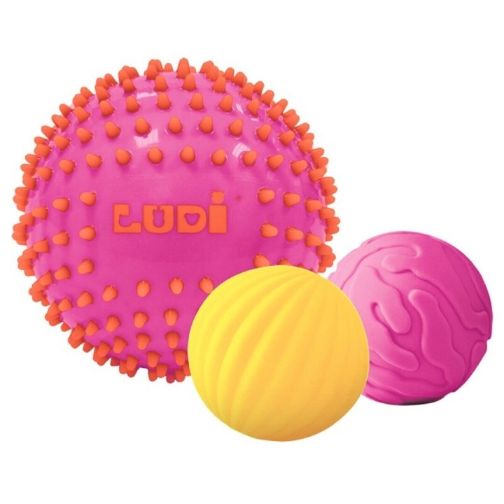 Pelotas Sensoriales con Texturas Rosa/Amarillo