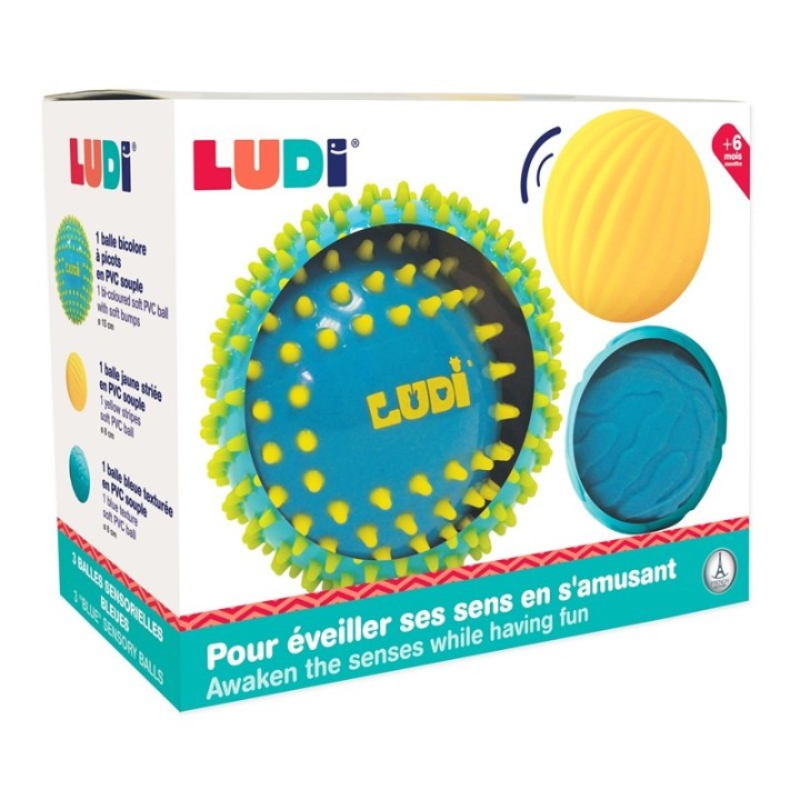 Pelotas Sensoriales con Texturas Azul/Amarillo