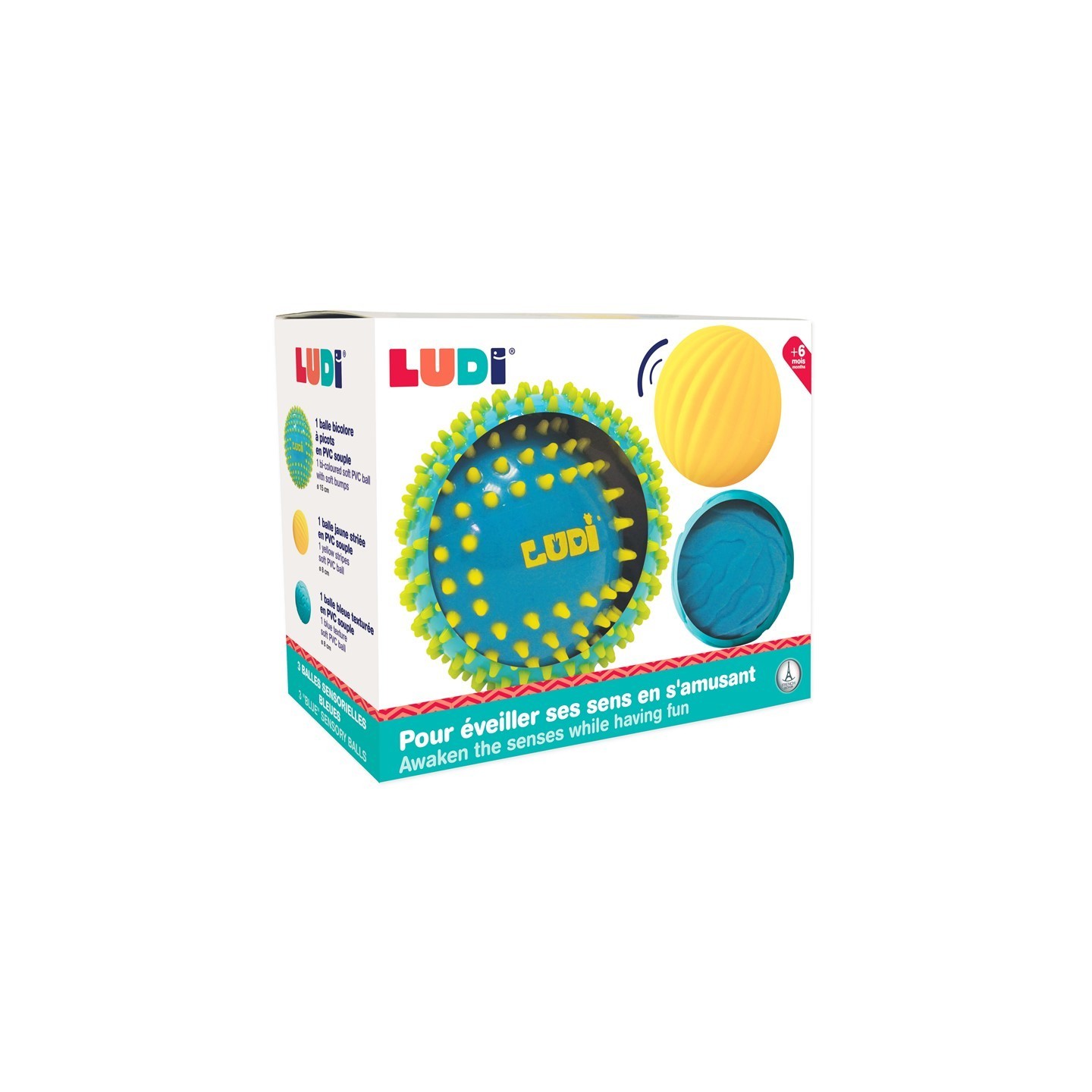 Pelotas Sensoriales con Texturas Azul/Amarillo