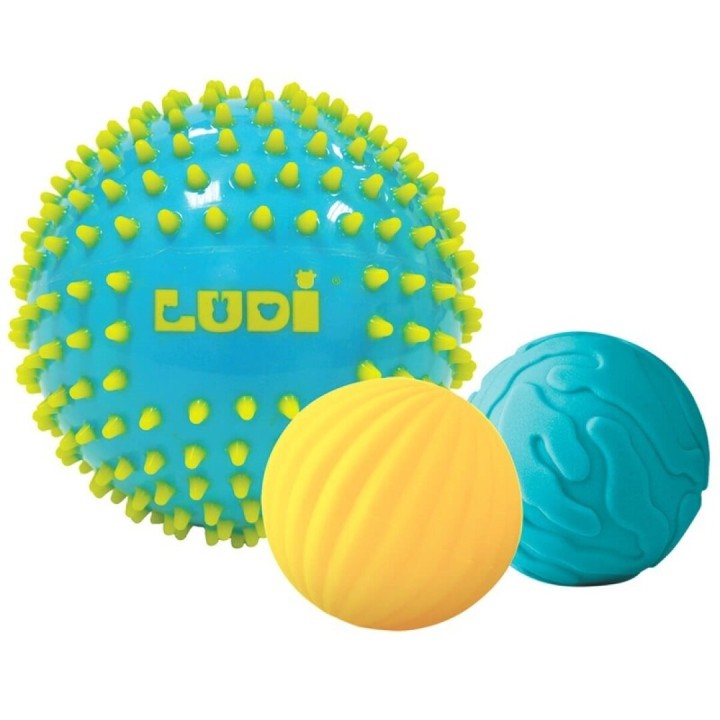 Pelotas Sensoriales con Texturas Azul/Amarillo