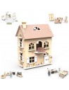 Pack Casa de Muñecas de Madera + 2 habitaciones con Muebles y Personajes