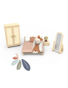 Pack Casa de Muñecas de Madera + 2 habitaciones con Muebles y Personajes 2