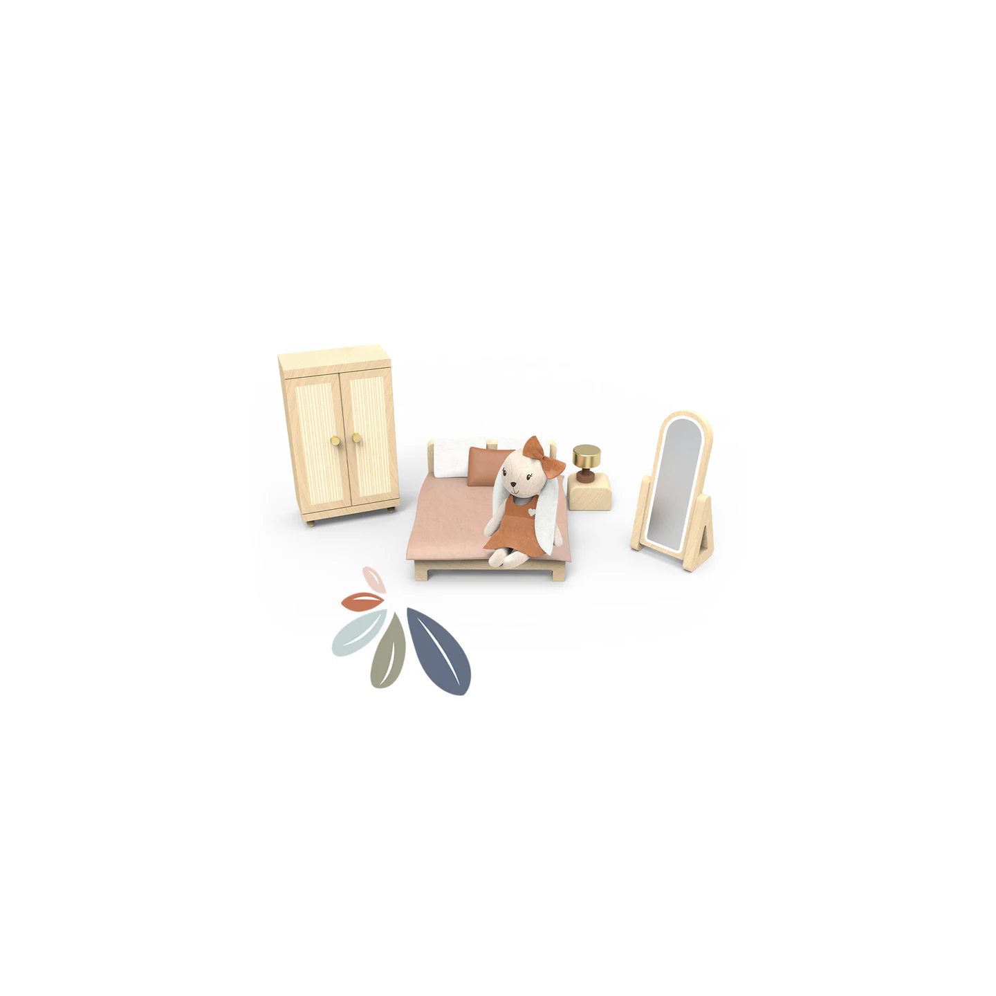 Pack Casa de Muñecas de Madera + 2 habitaciones con Muebles y Personajes