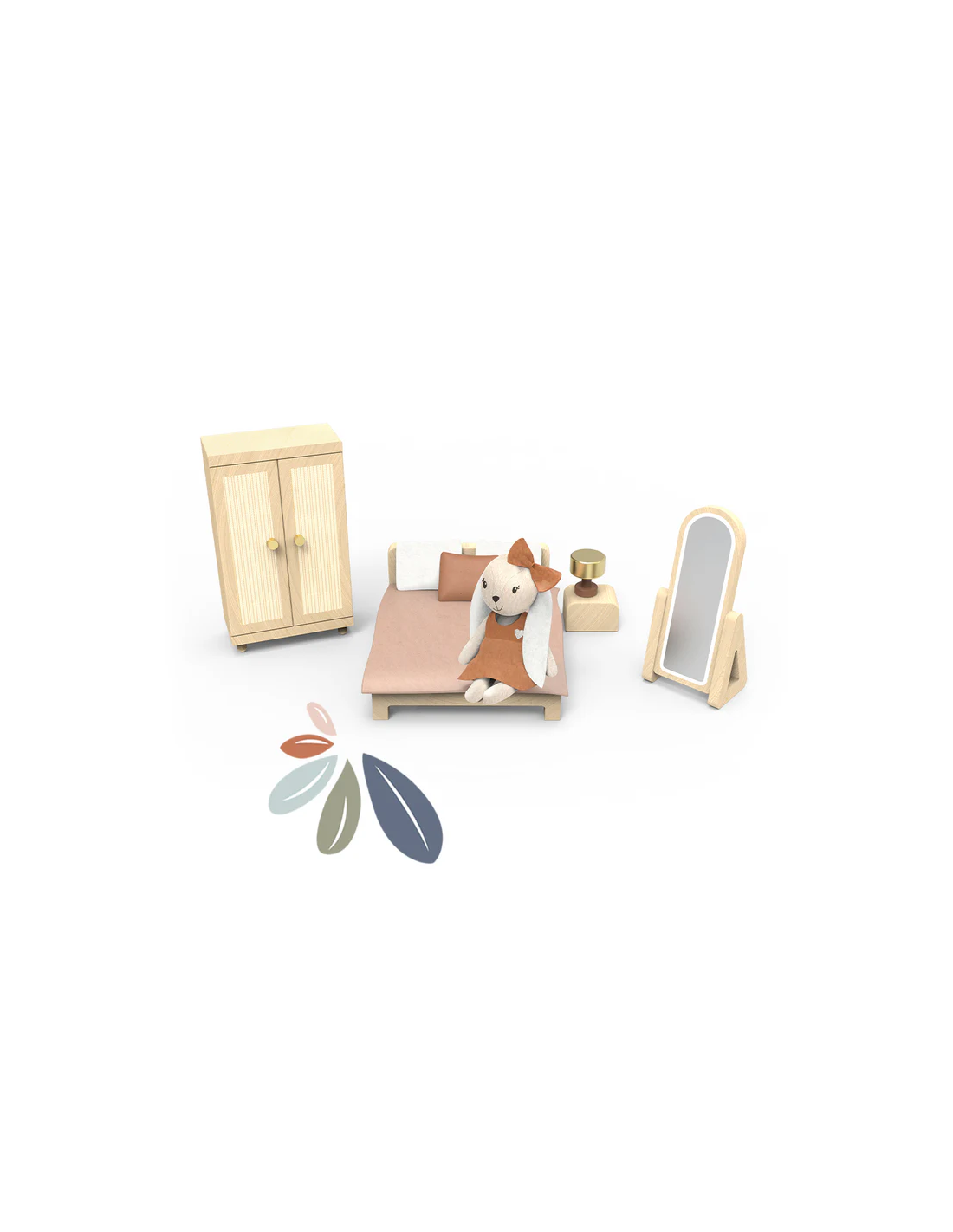 Pack Casa de Muñecas de Madera + 2 habitaciones con Muebles y Personajes