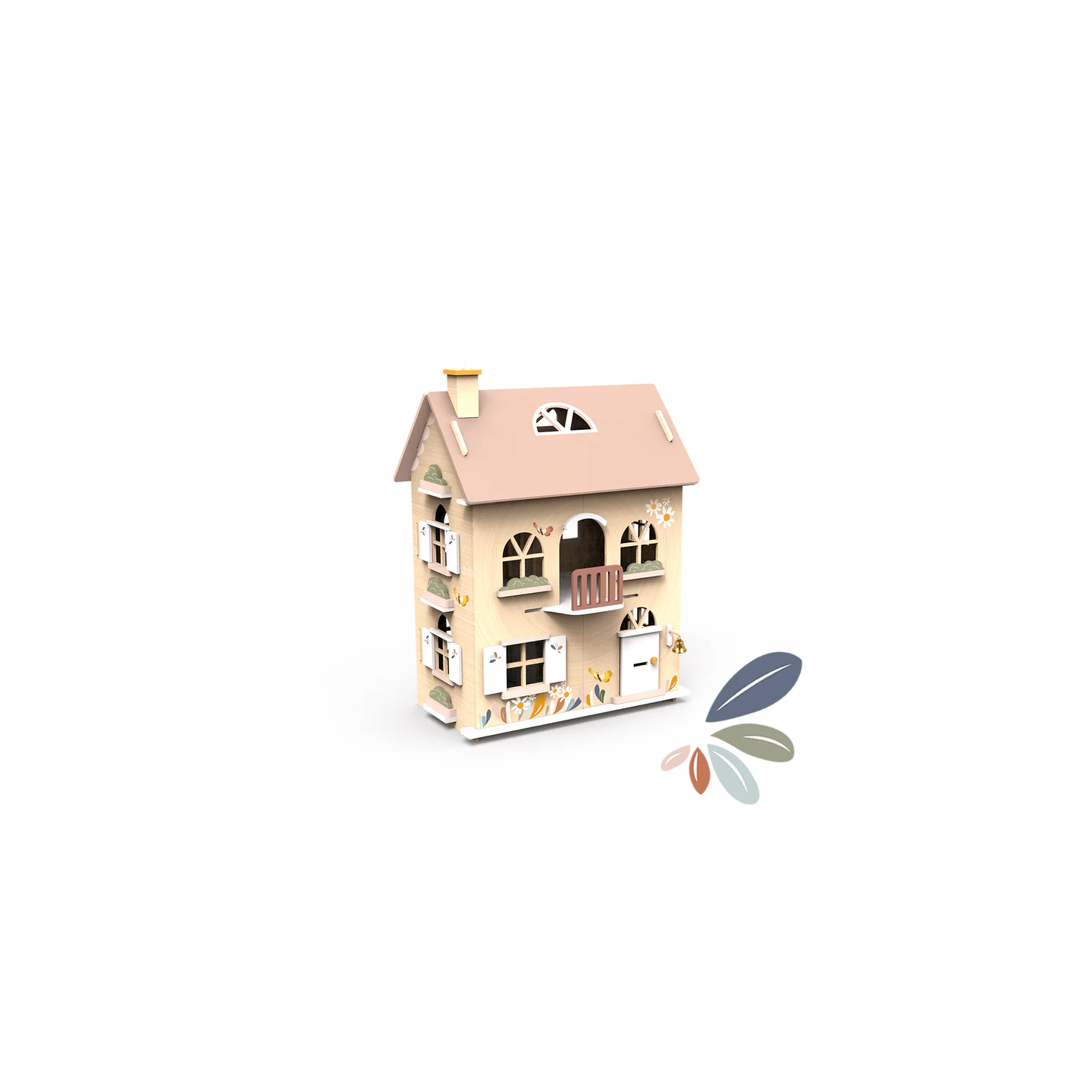 Pack Casa de Muñecas de Madera + 2 habitaciones con Muebles y Personajes