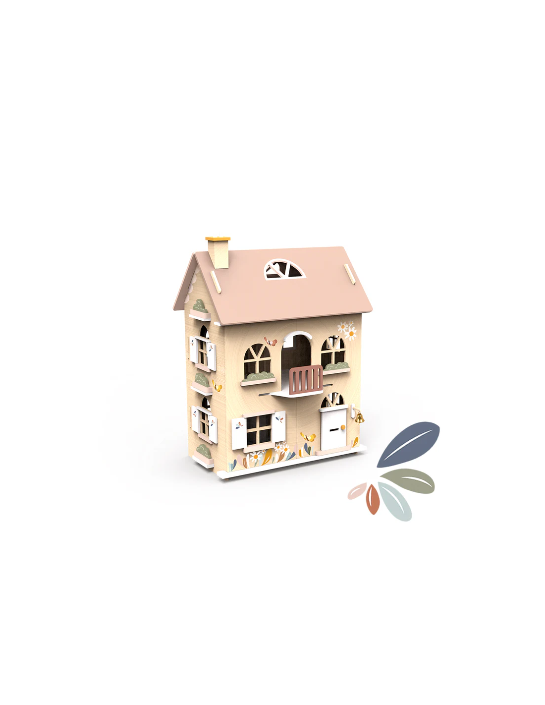 Pack Casa de Muñecas de Madera + 2 habitaciones con Muebles y Personajes