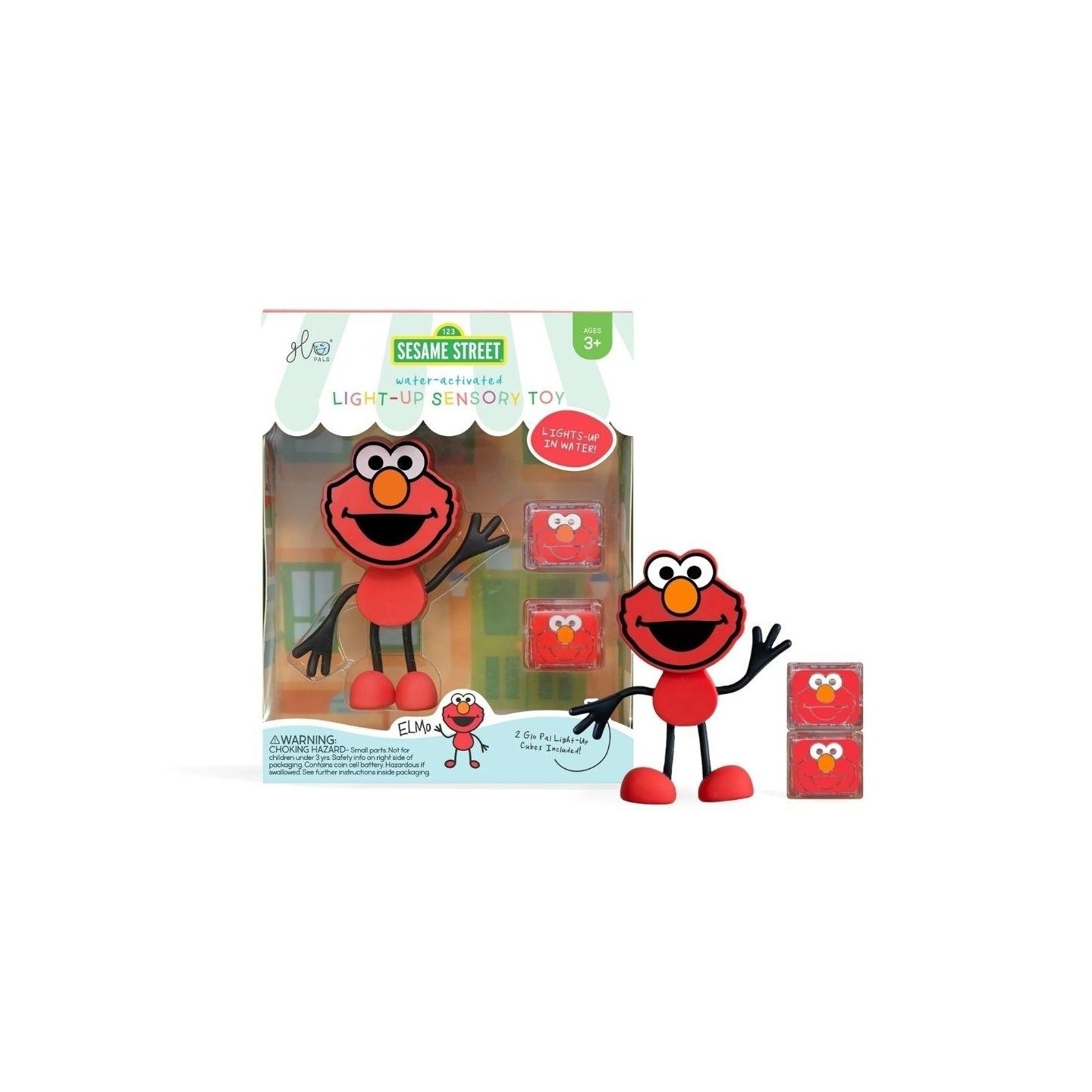 Set Personaje y 2 cubos con luz Glo Pals Barrio Sesamo - Elmo
