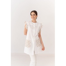 Bata Maestra Flor de Loto Blanca