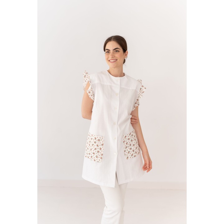 Bata Maestra Flor de Loto Blanca