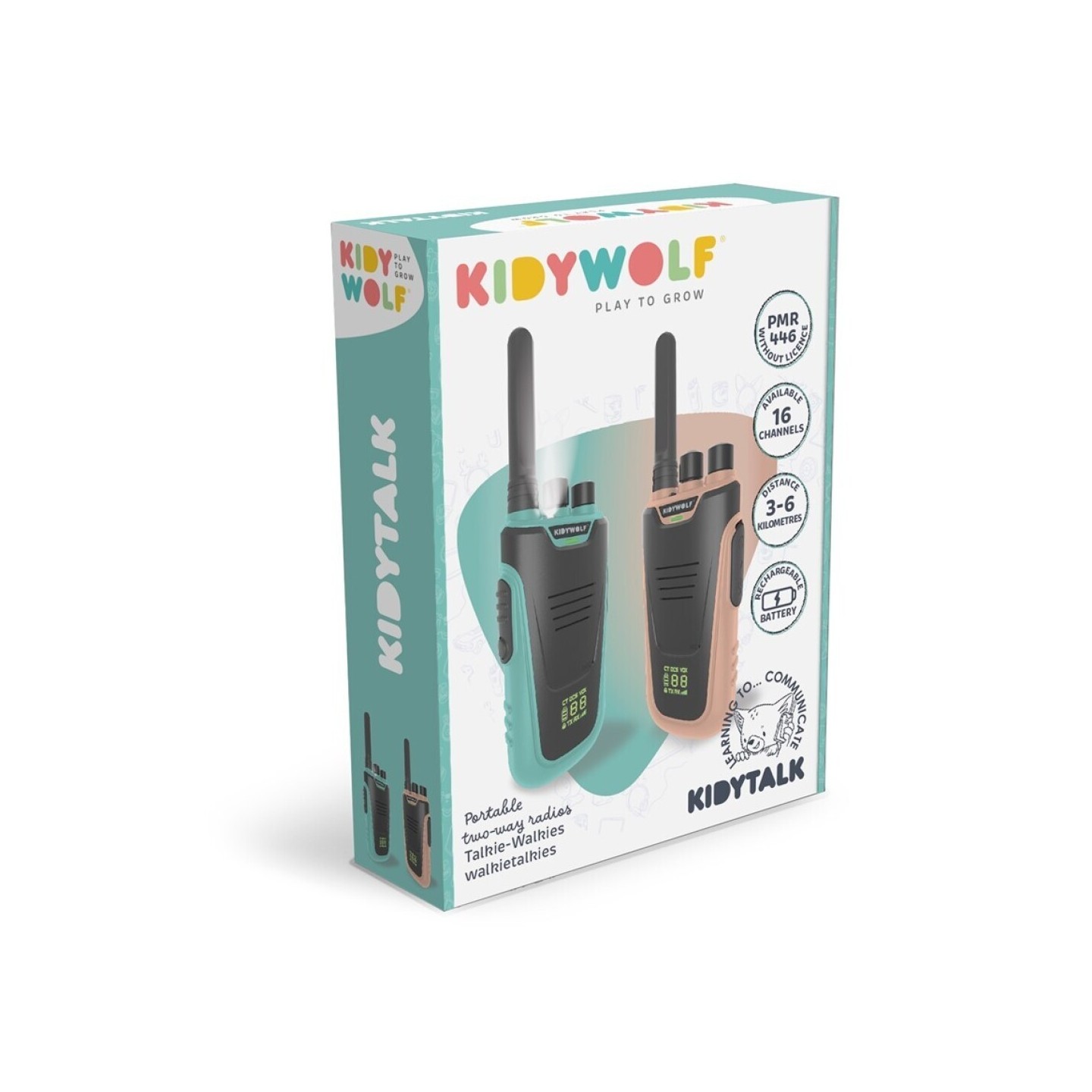 Kidytalk Walkie Talkies Natural/Cyan