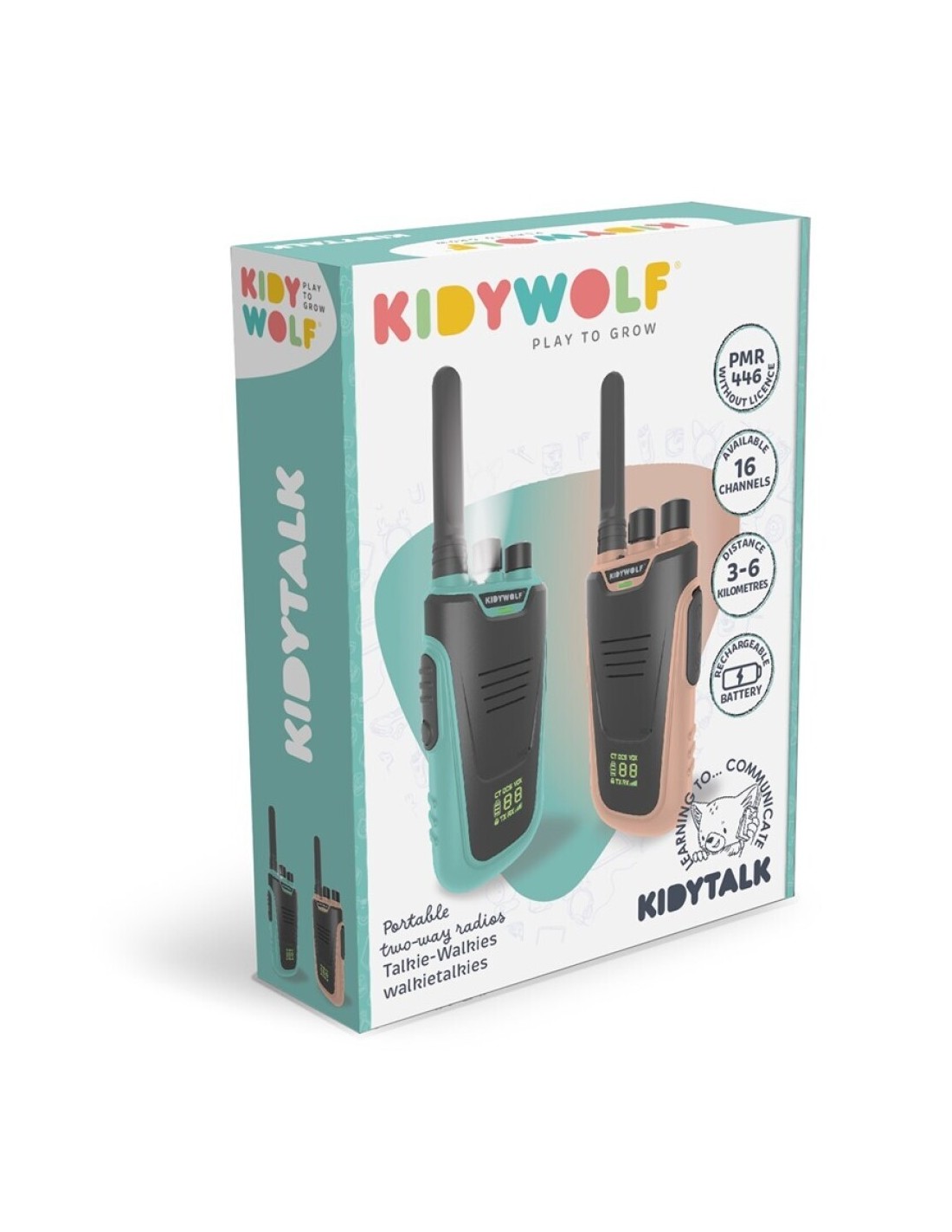 Kidytalk Walkie Talkies Natural/Cyan