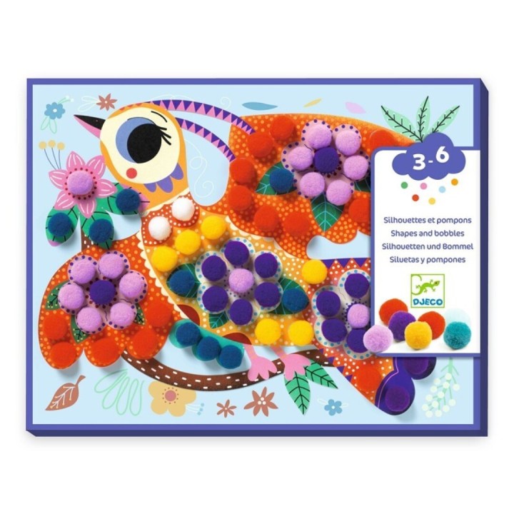 Collage de Pájaros con Pompones