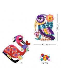 Collage de Pájaros con Pompones 2