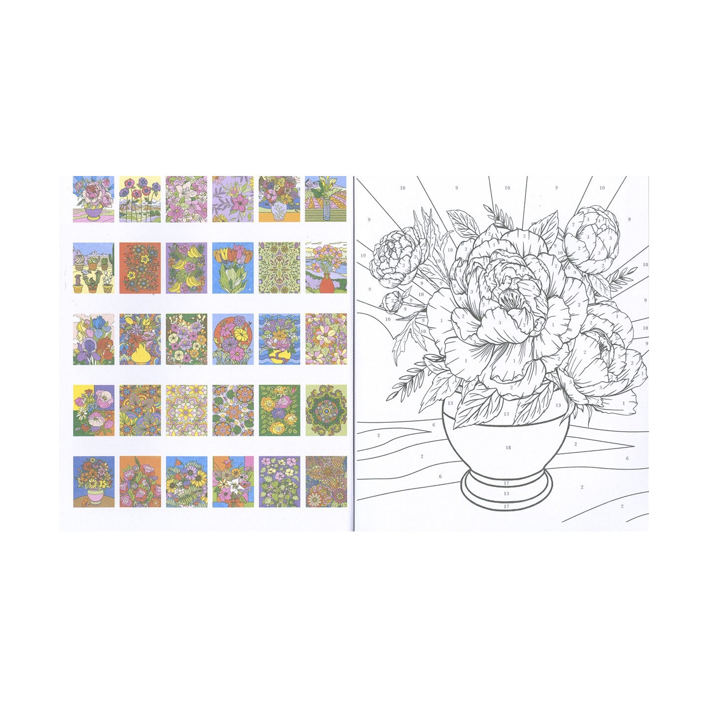 Colorea por números - Flores