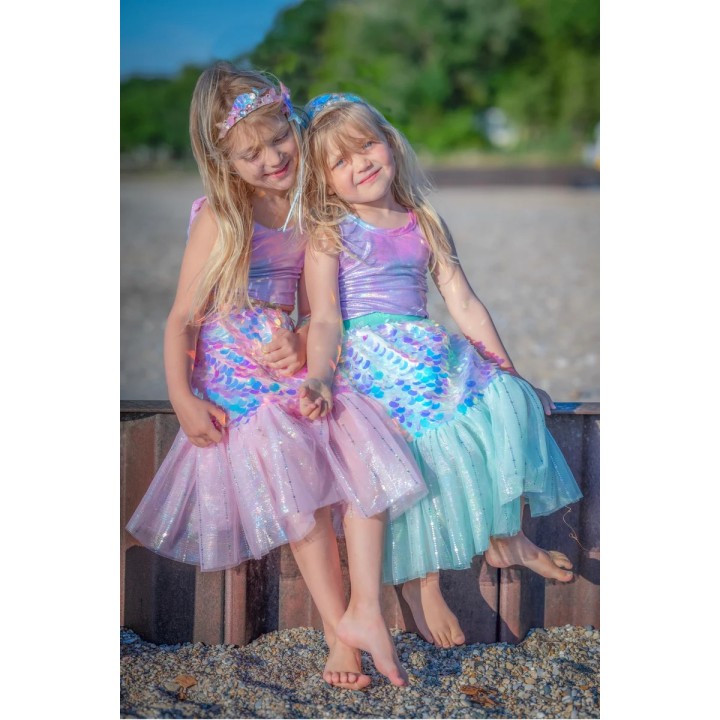 Conjunto Sirena Bling Menta Falda+Clip 4-6 Años