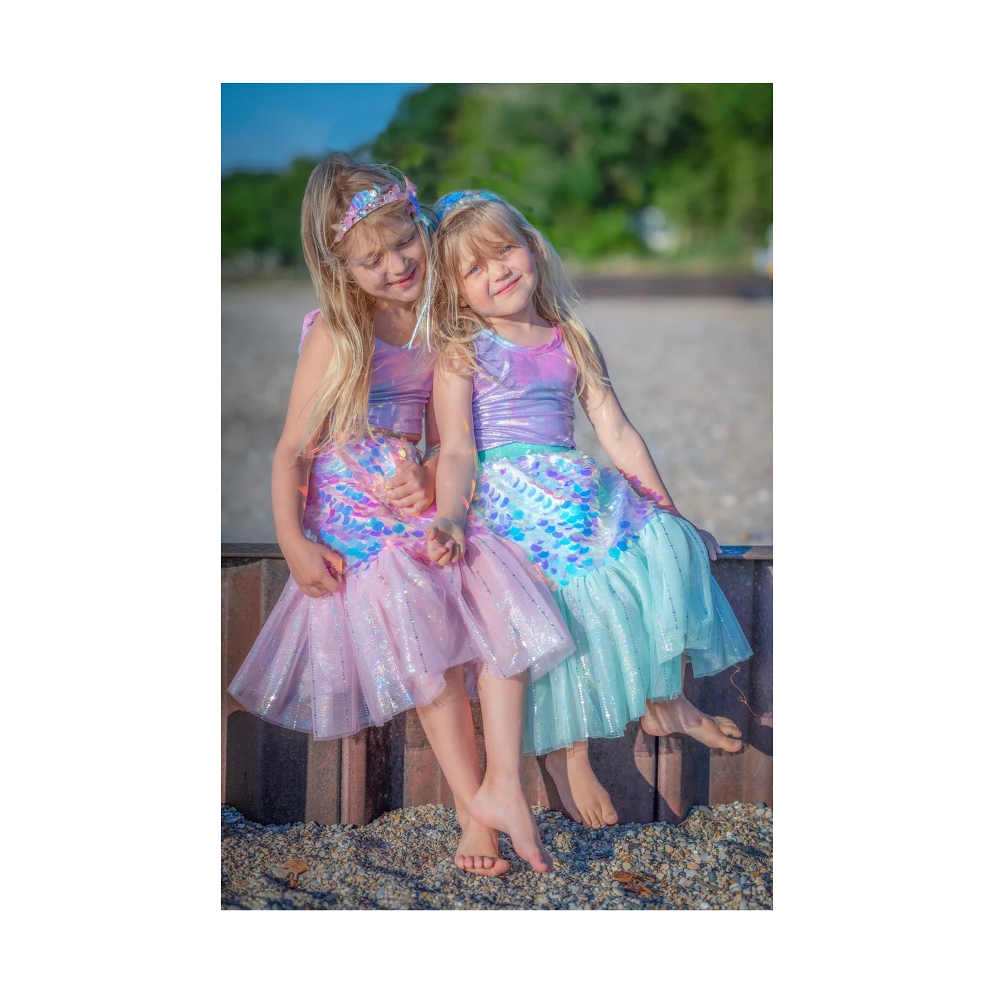Conjunto Sirena Bling Menta Falda+Clip 4-6 Años
