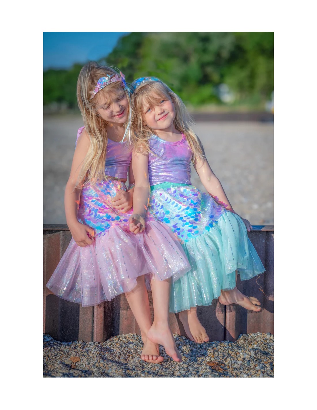 Conjunto Sirena Bling Menta Falda+Clip 4-6 Años