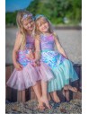 Conjunto Sirena Bling Rosa Falda+Clip 4-6 Años