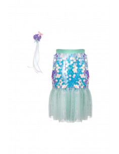 Conjunto Sirena Bling Menta Falda+Clip 4-6 Años 2