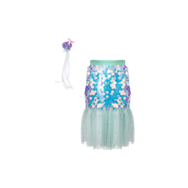 Conjunto Sirena Bling Menta Falda+Clip 4-6 Años
