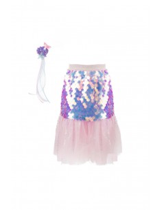 Conjunto Sirena Bling Rosa Falda+Clip 4-6 Años 2