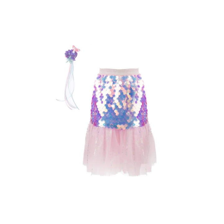 Conjunto Sirena Bling Rosa Falda+Clip 4-6 Años