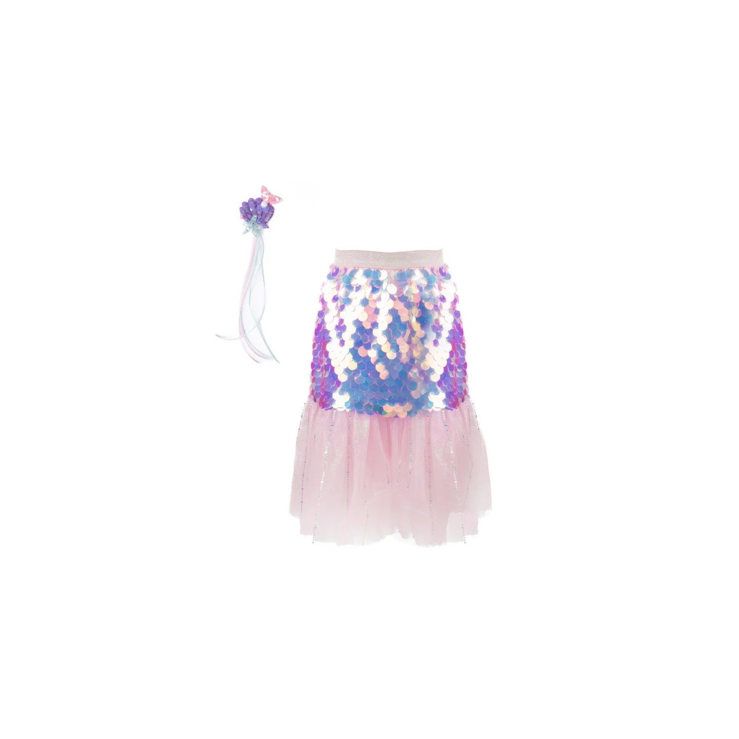 Conjunto Sirena Bling Rosa Falda+Clip 4-6 Años