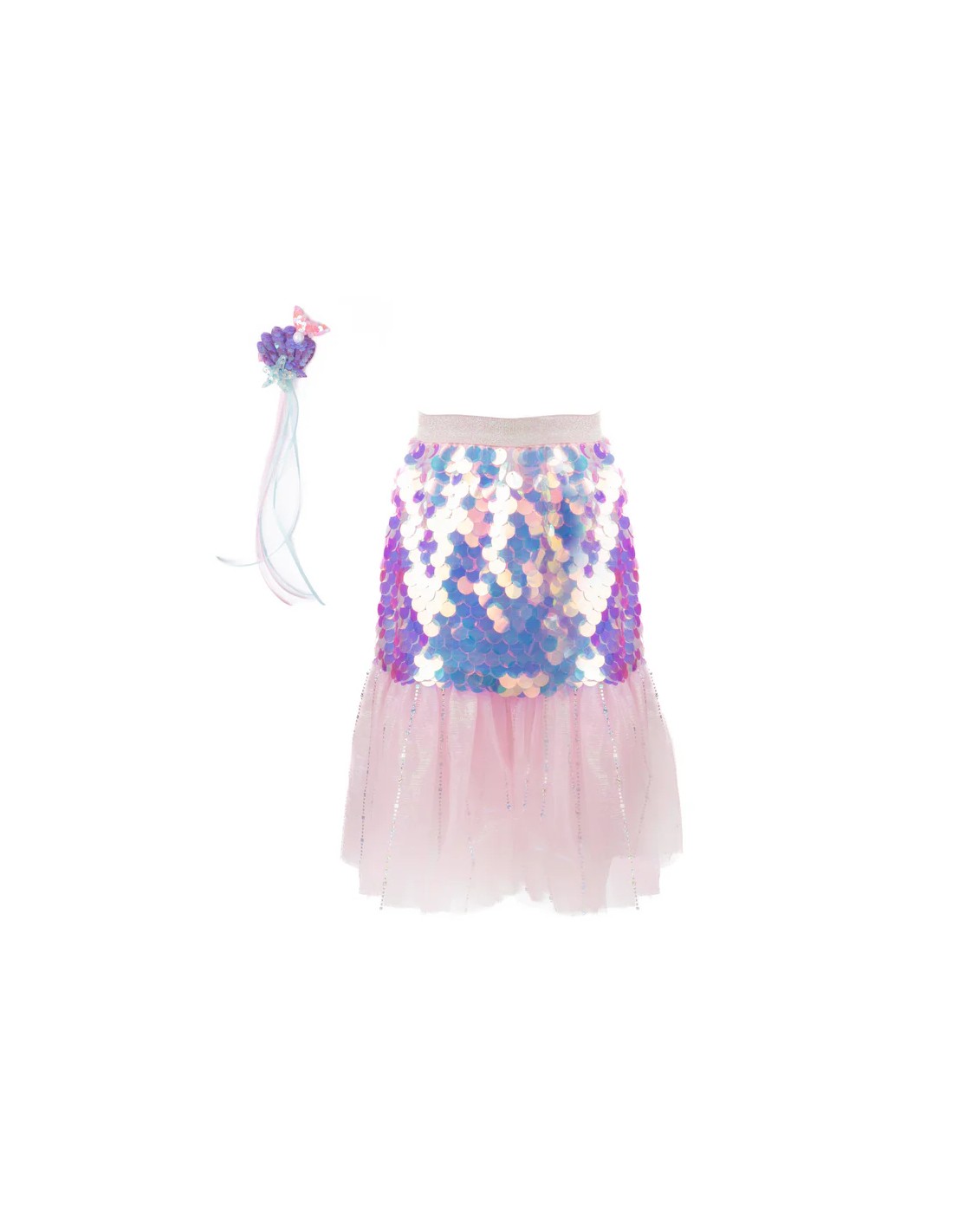 Conjunto Sirena Bling Rosa Falda+Clip 4-6 Años