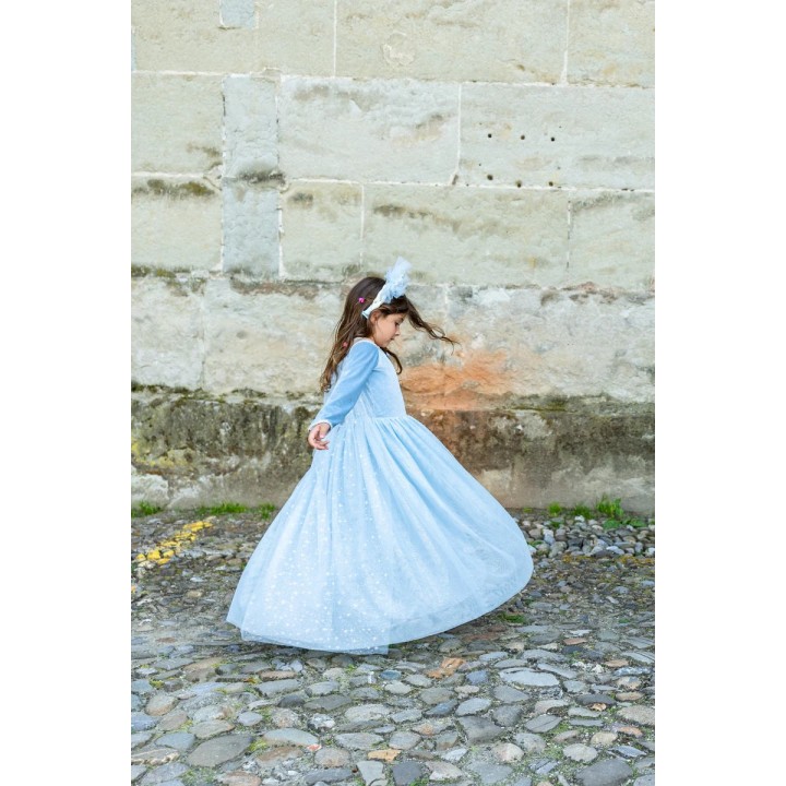 Vestido Princesa Terciopelado Celeste
