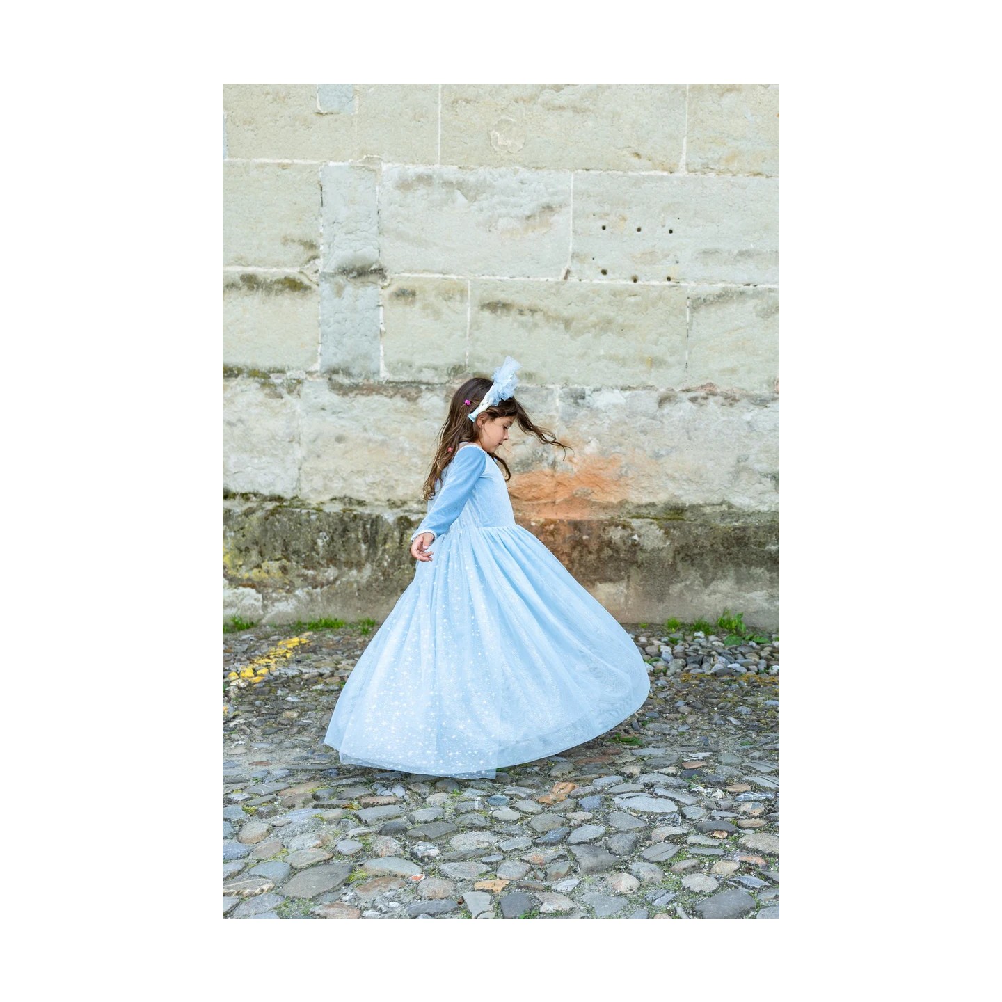 Vestido Princesa Terciopelado Celeste