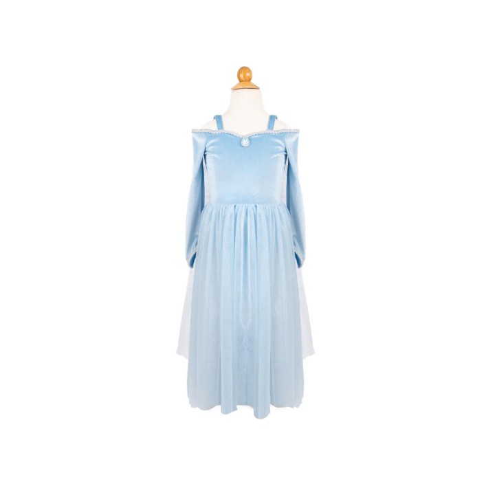 Vestido Princesa Terciopelado Celeste