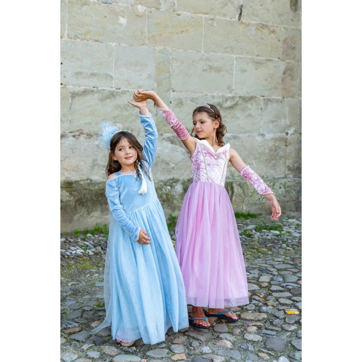 Vestido Princesa Terciopelado Celeste